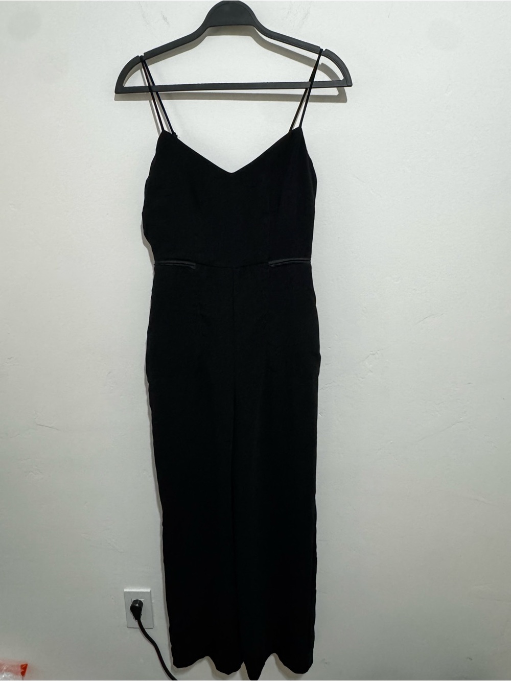 Anthropologie Maeve Magdalena Black Spaghetti Strap Wide Leg Jumpsuit